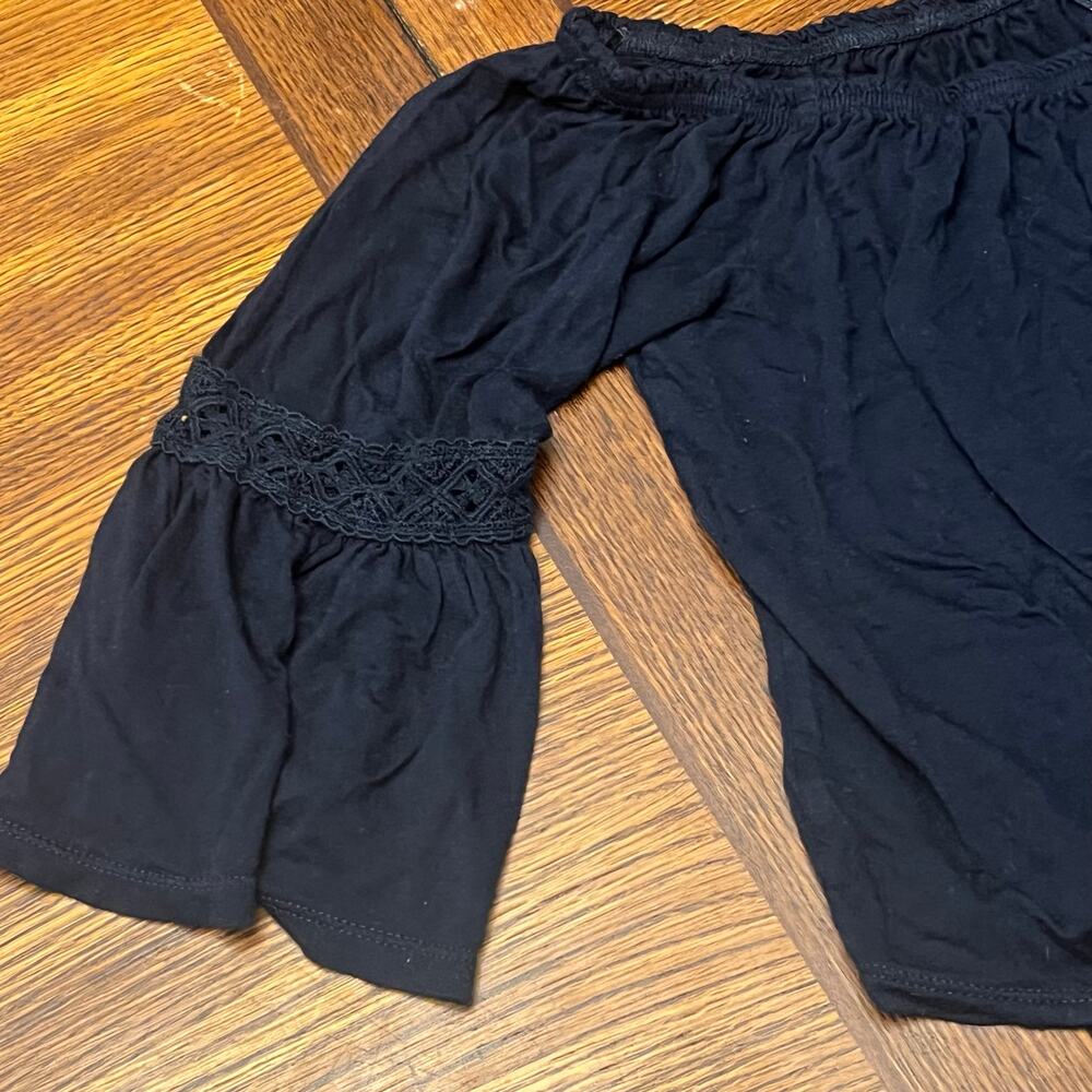 Forever 21 Boho Navy Blue Flowy Blouse Top S Juniors Peasant Festival Chiffon - Picture 8 of 9